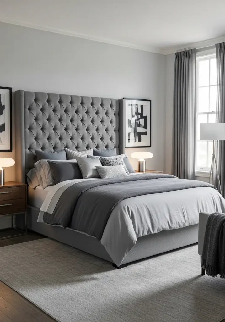 Gray Upholstered Headboard
