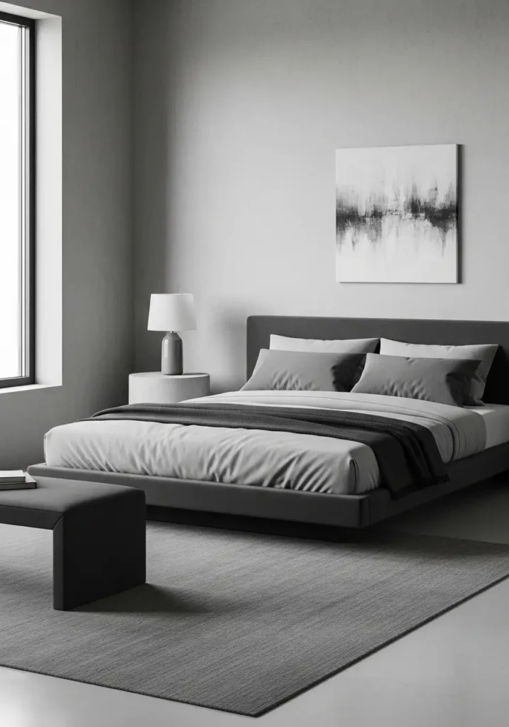 Gray Minimalist Bedroom