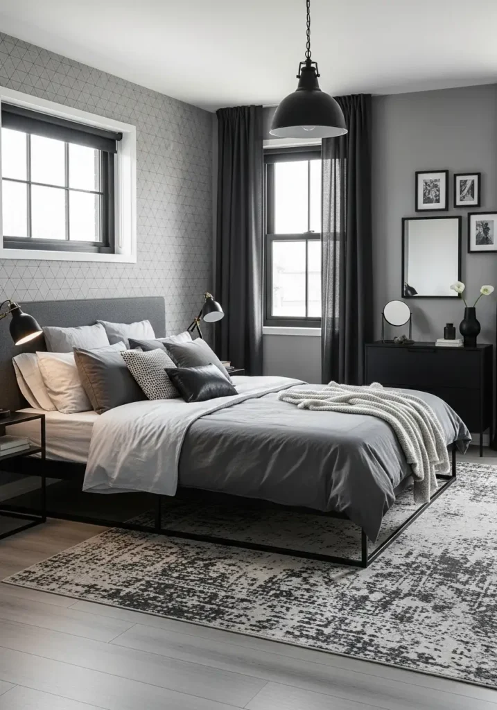 Gray Bedroom with Black Details