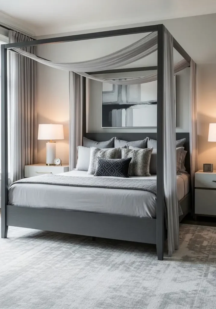 Gray Canopy Bed
