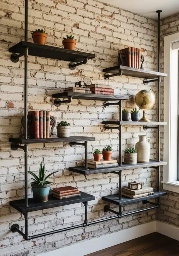 Industrial Pipe Floating Shelves
