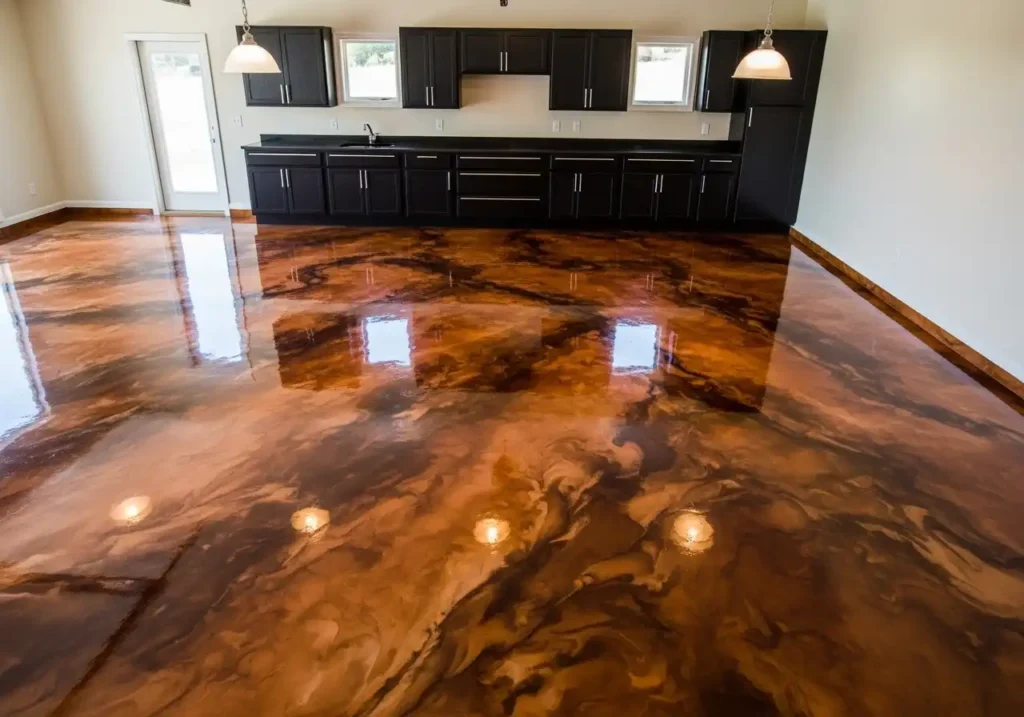 Metallic Copper Swirl: A Designer Epoxy Floor