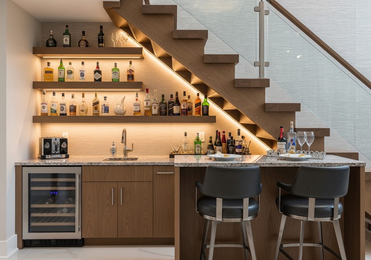 Wet Bar Under Stairs: 12 Stunning Art Deco Designs (With Build Costs ...