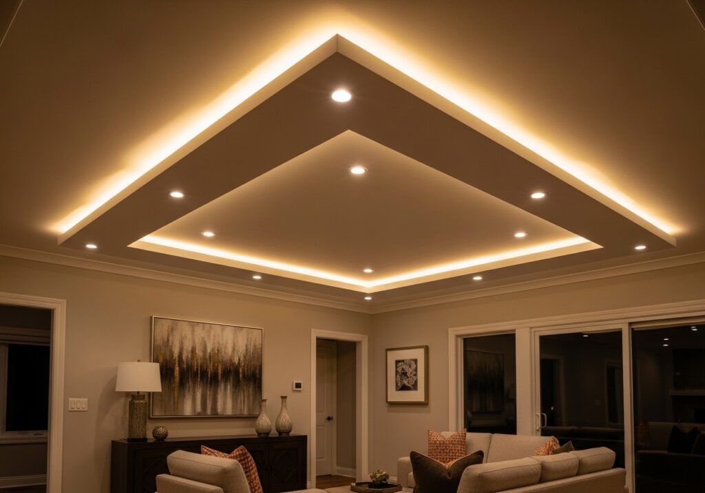 Double Layer Pop Ceiling with LED Border Lighting