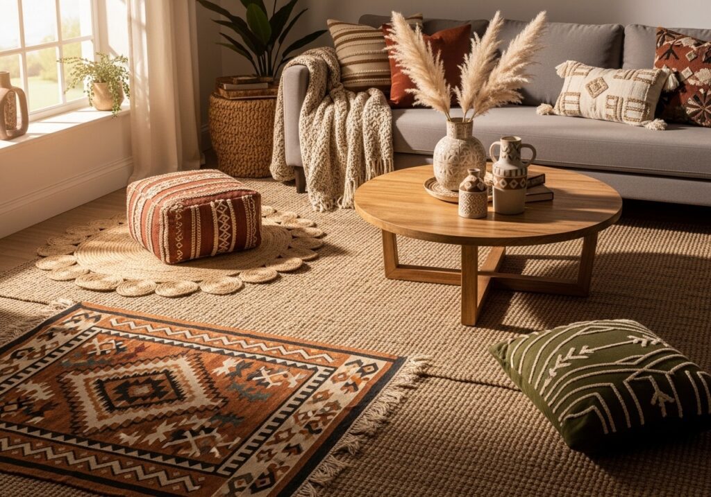 Layered Rugs With Tribal Patterns