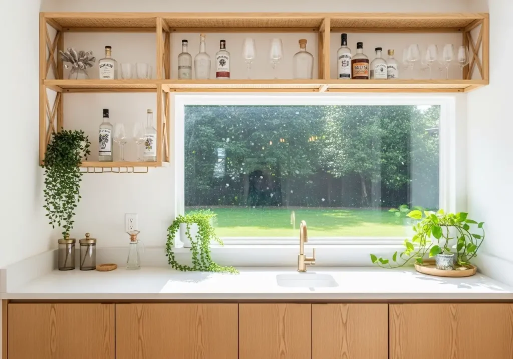 Wet Bar Ideas with Window — Natural Light and Outdoor Views