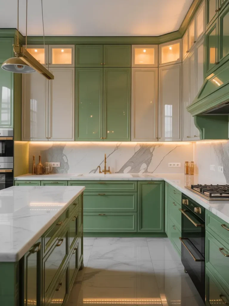 Modern Luxury Sage and Cream Kitchen