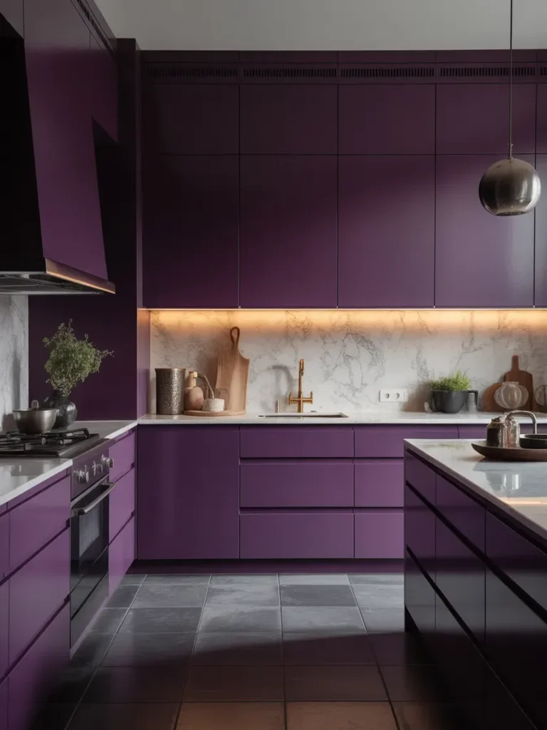 Full Aubergine Monochrome Kitchen