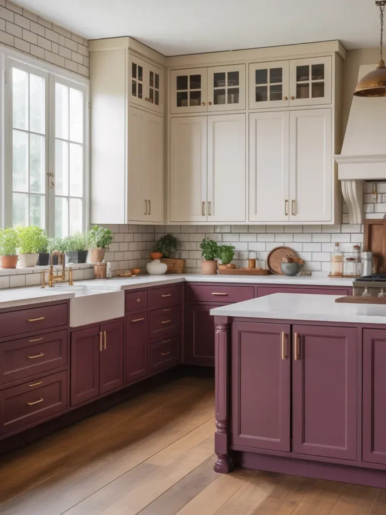  Two-Tone Aubergine and Cream Cabinets