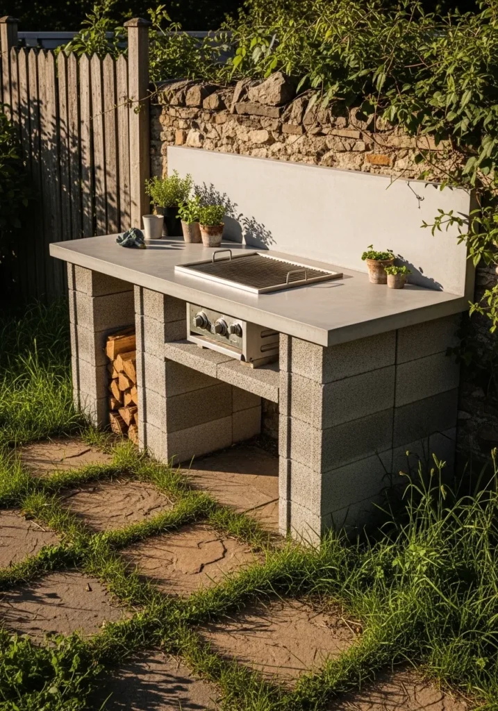 Budget Cinder Block Grill Station