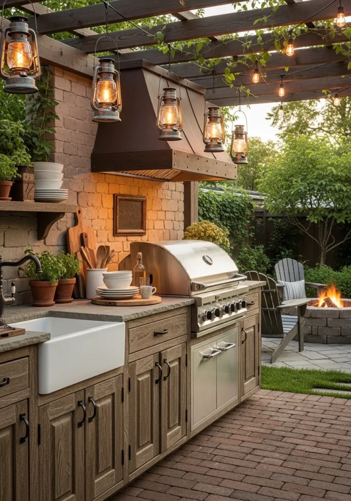 Farmhouse Style Outdoor BBQ Station