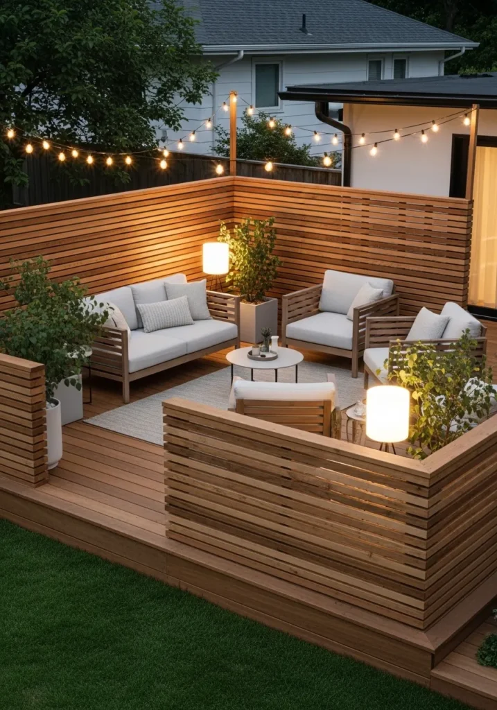 Horizontal Wood Slat Railings for Warm Minimalism