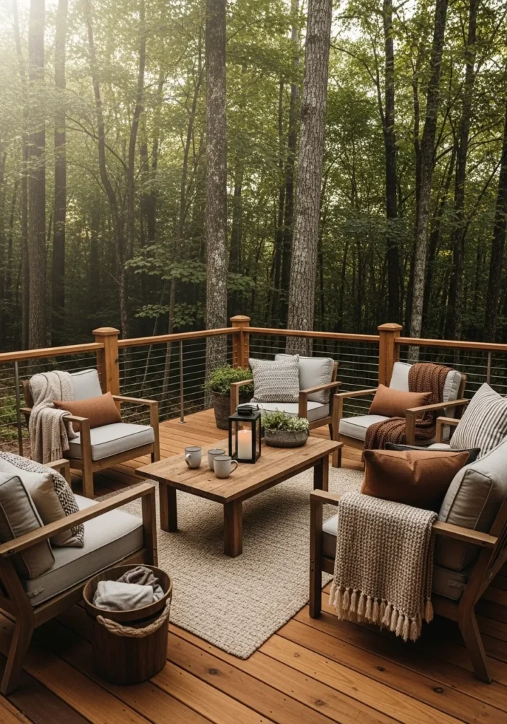 Cable Railings with Wooden Frames for Rustic Modern Style