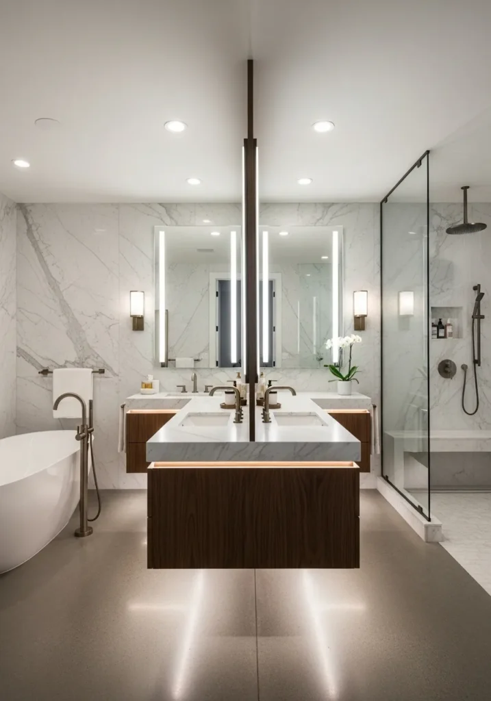 Dual Floating Vanity With Divider ($2,500–$5,500)