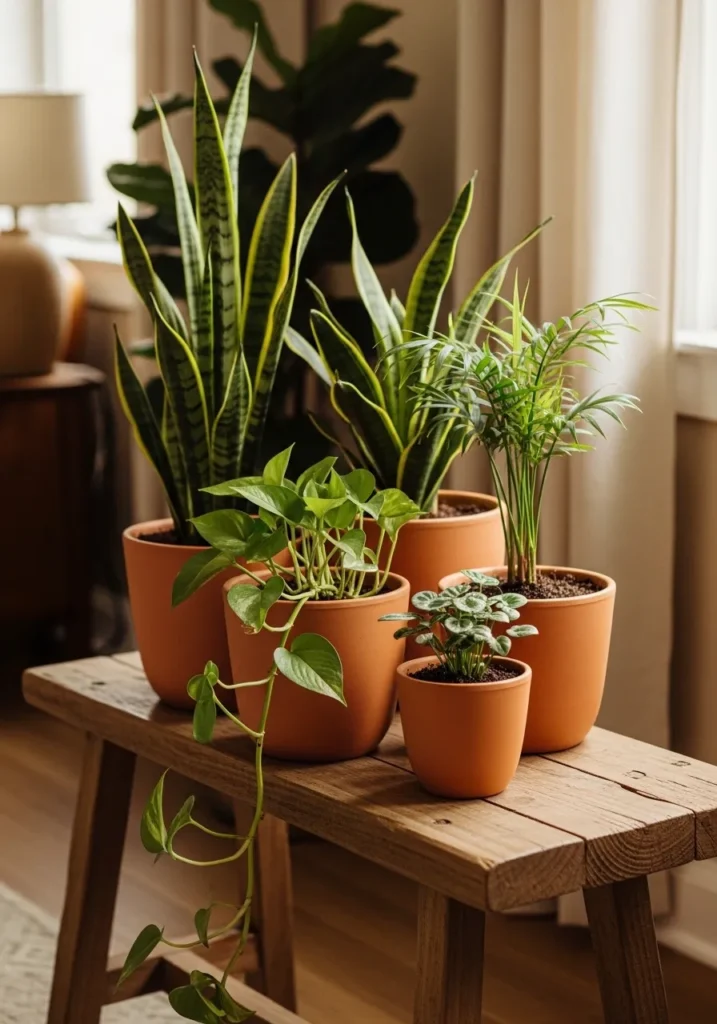 Clustered Terracotta Pots with Varied Heights