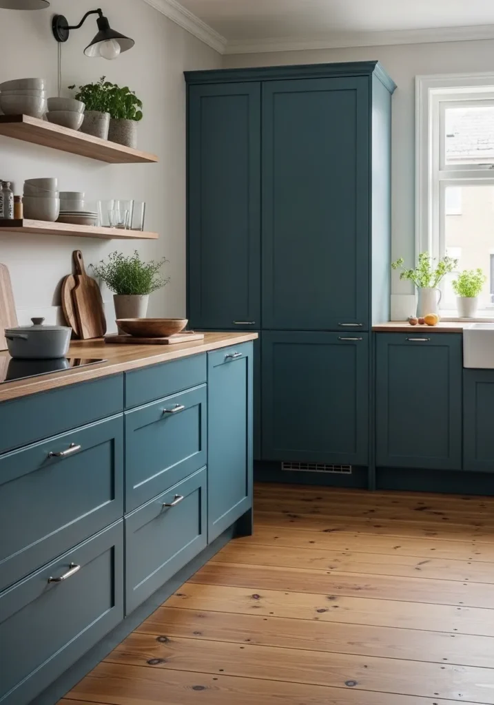 Persimmon Kitchen Cabinets with Soft Neutral Balance