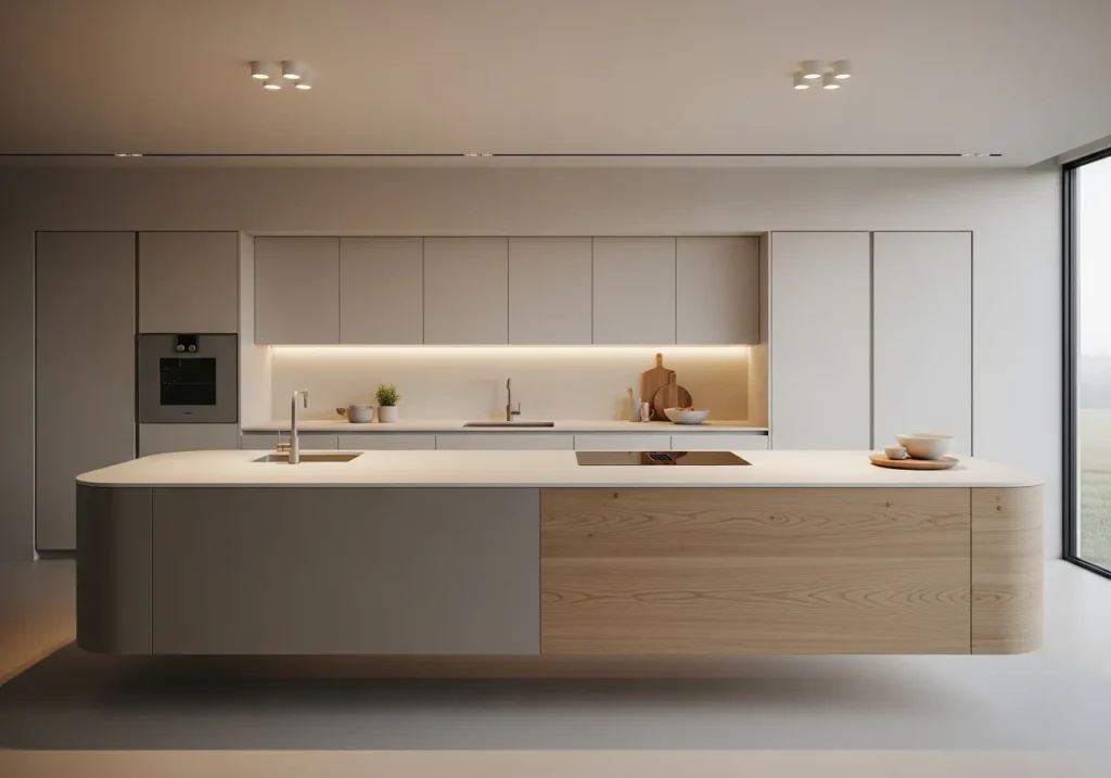 Minimalist Floating Curved Island