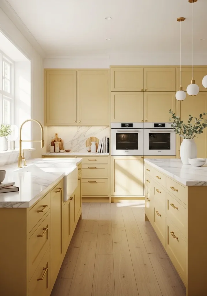 Full Butter Yellow Cabinet Kitchen