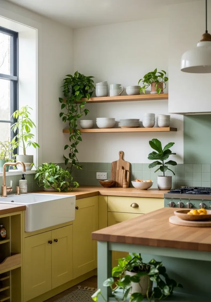 Butter Yellow with Sage Green Accents