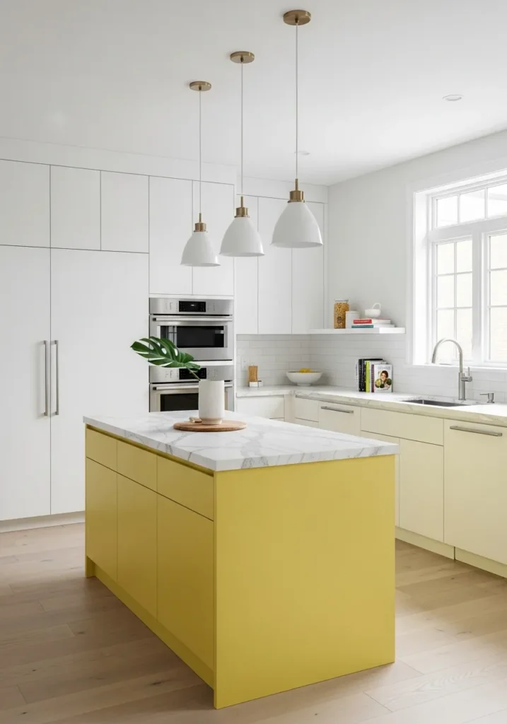 Butter Yellow Kitchen Island Statement