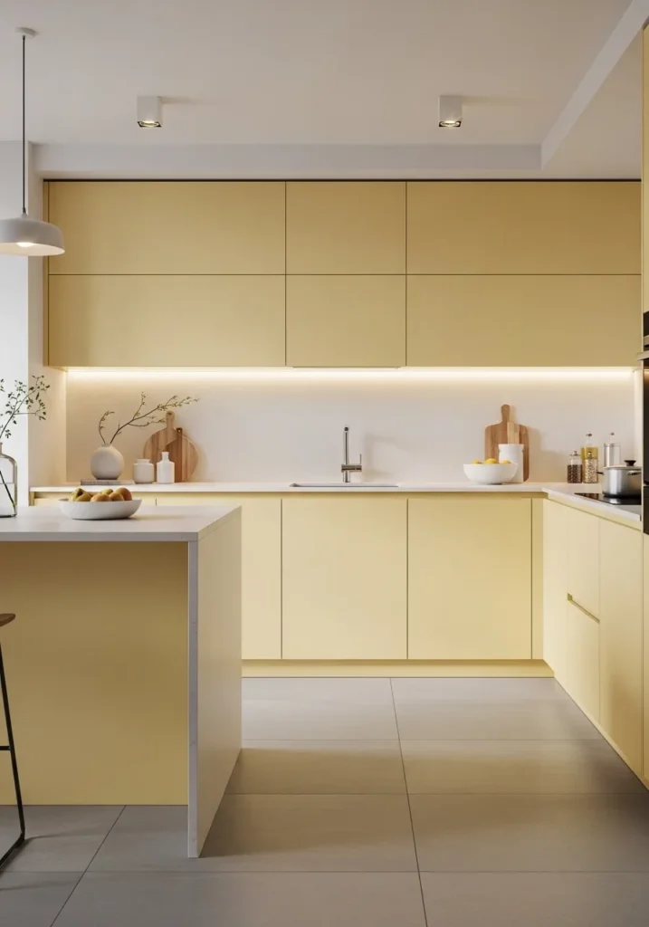 Minimalist Butter Yellow Kitchen