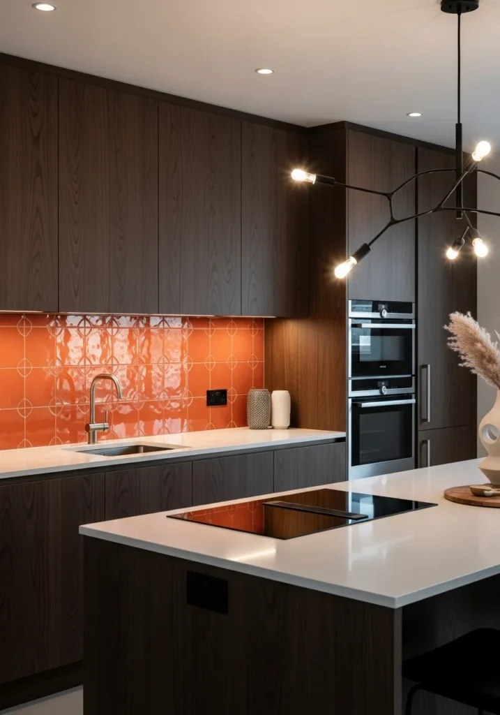 Persimmon Backsplash for Bold Artistic Expression