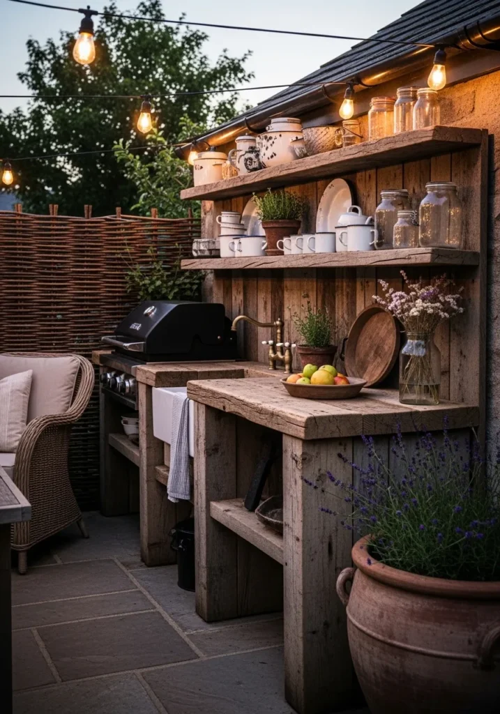Rustic Farmhouse Outdoor Kitchen Setup
