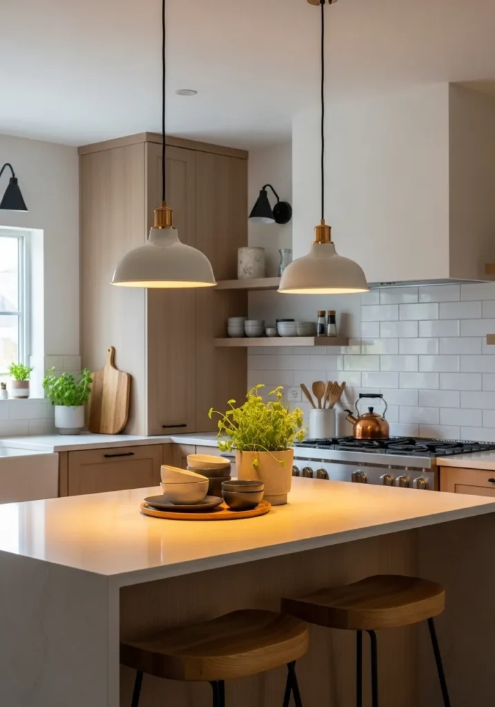  Peninsula with Pendant Lighting