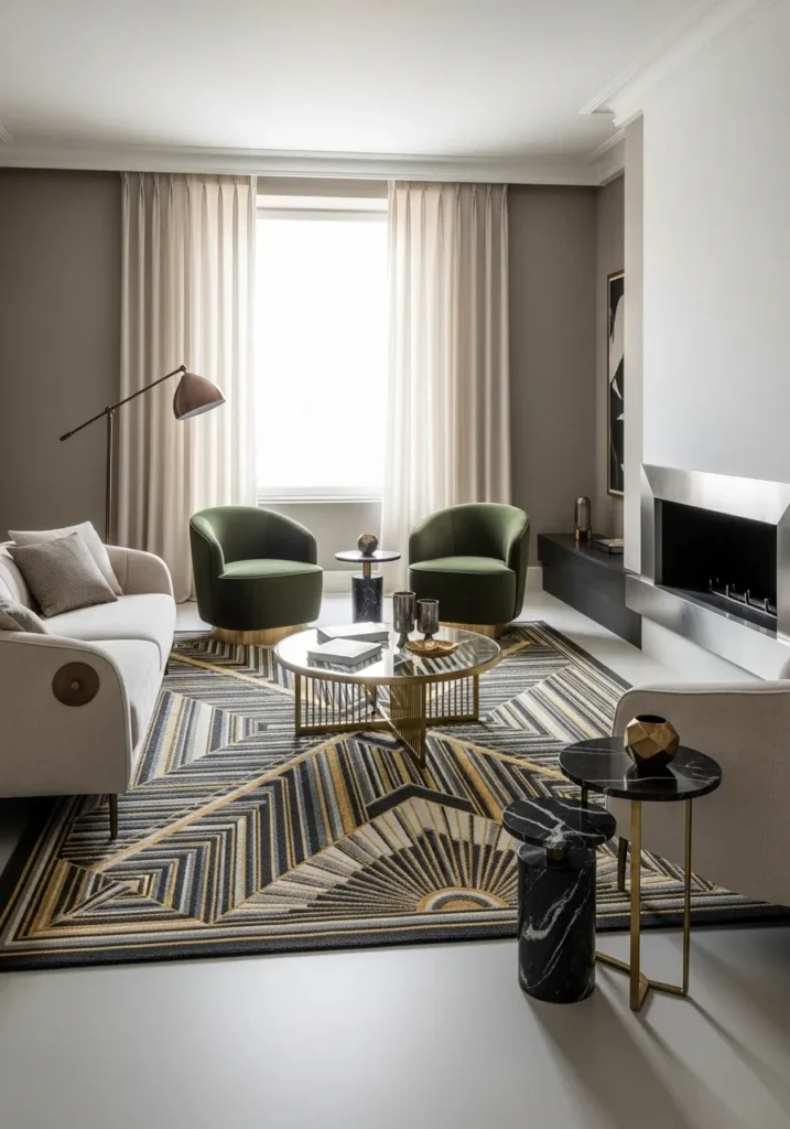Statement Rug with Deco Patterns