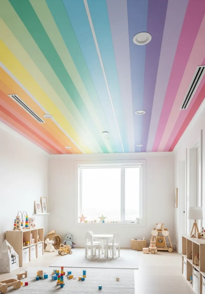 Rainbow Circus Stripe Ceiling