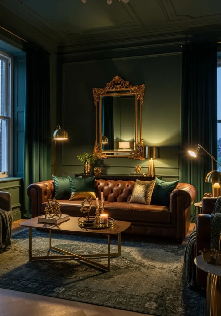  Deep Green Drama — Black Forest Green Living Room