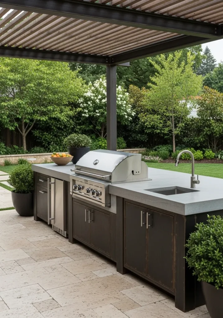 Concrete Countertop Grill Station