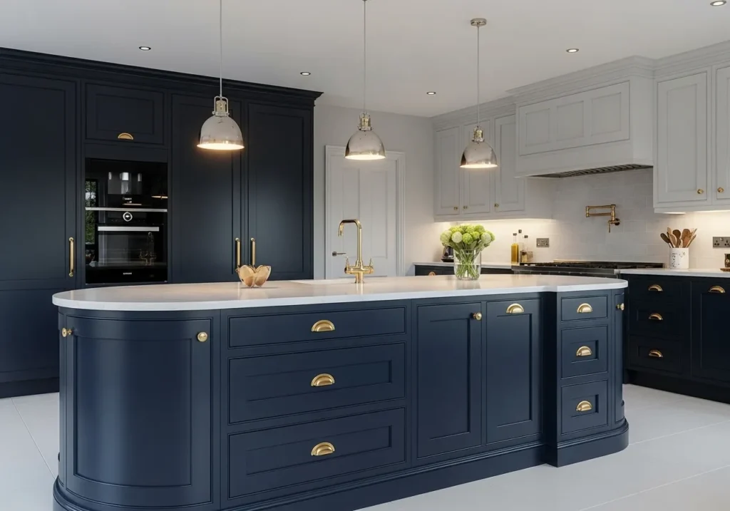 Bold Color Curved Island