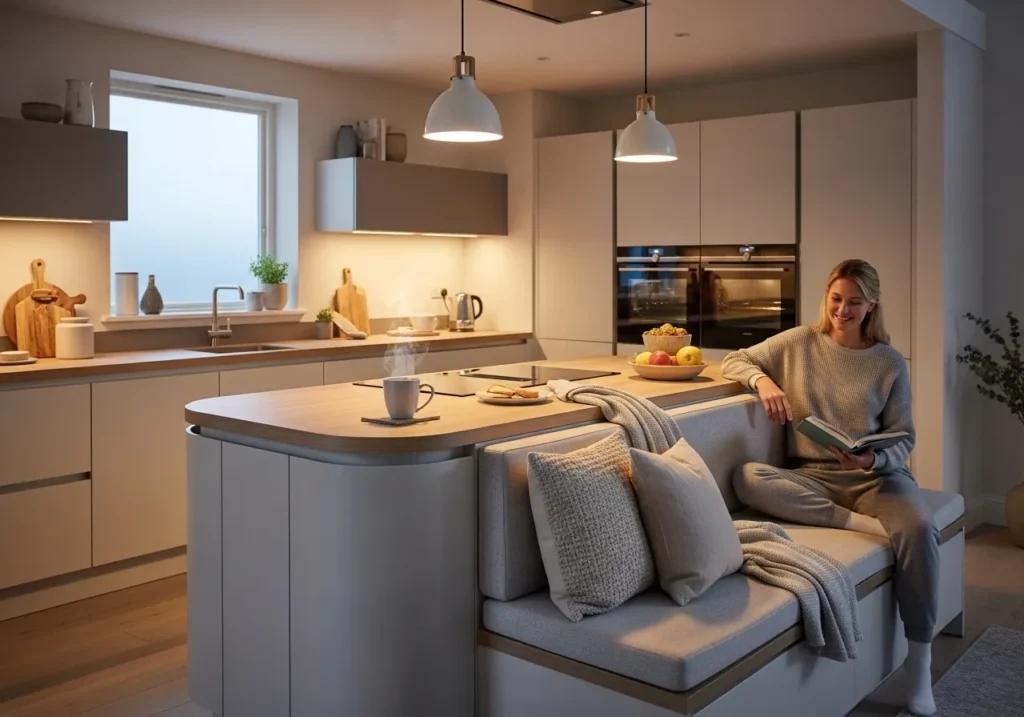 Curved Island with Built-in Seating