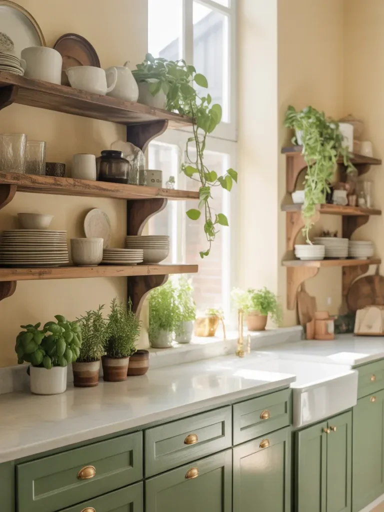Open Shelving in Cream and Wood