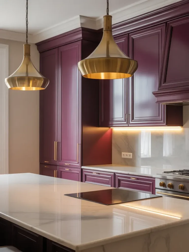 Aubergine + Gold Lighting Fixtures