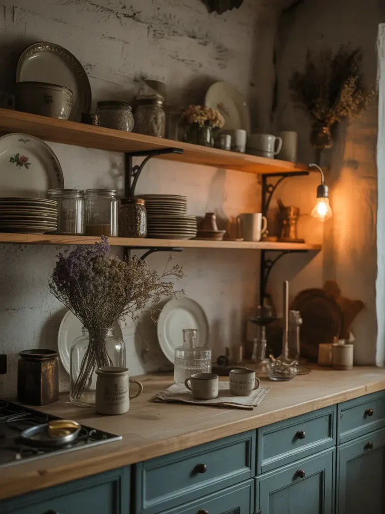 Install Open Shelving with Vintage Decor