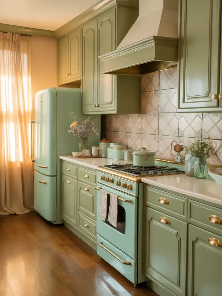 Vintage-Inspired Sage and Cream Kitchen