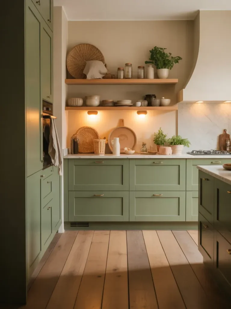Warm Wood Accents with Sage and Cream