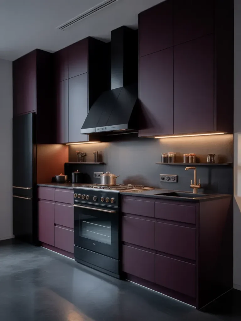  Dark Aubergine + Black Appliances