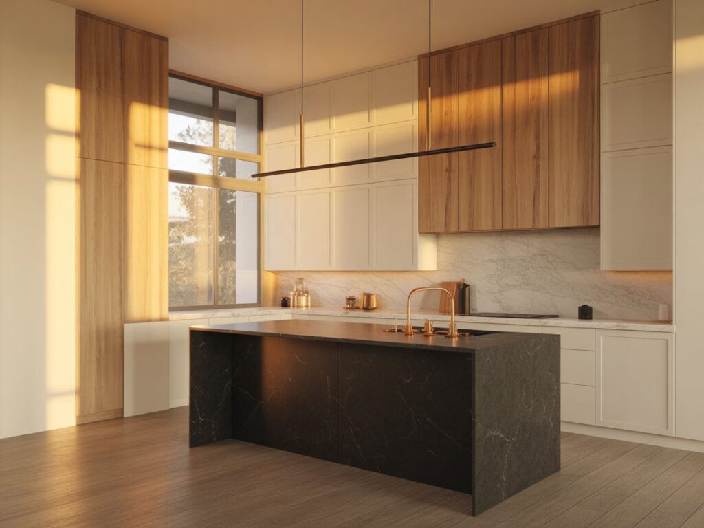 White Oak and Black Island Contrast