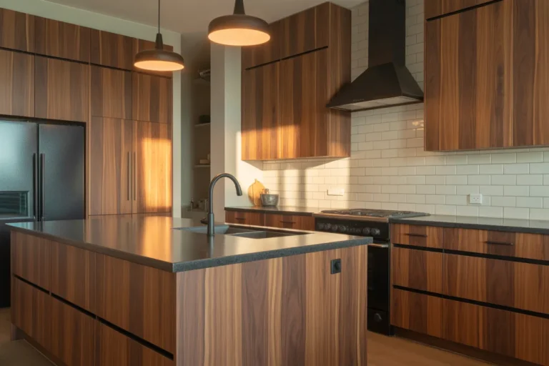 Warm Wood and Black Kitchen