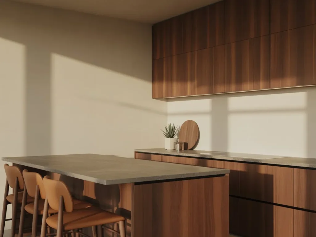 Walnut Cabinets with Matte Black Hardware