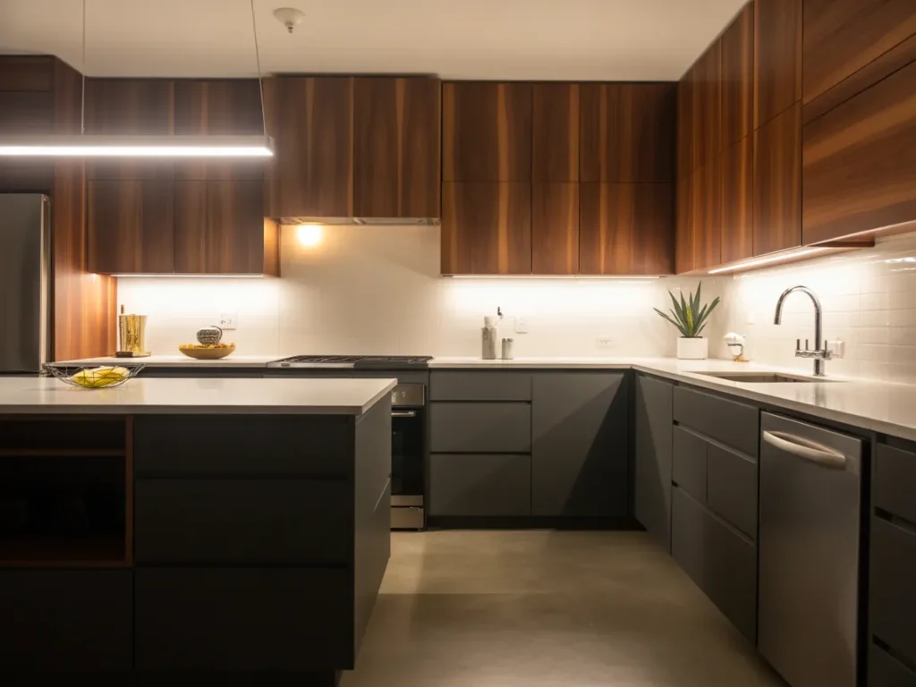 Two-Tone Cabinets: Wood and Black