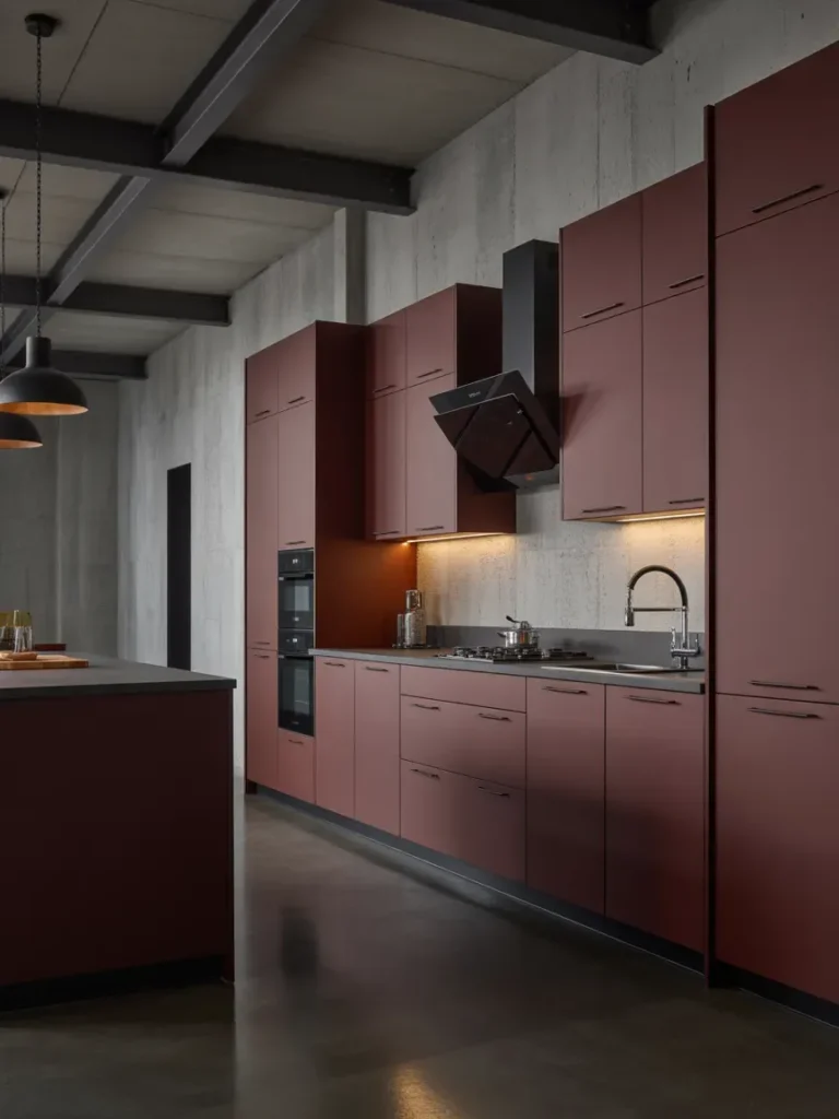 Industrial Aubergine Kitchen