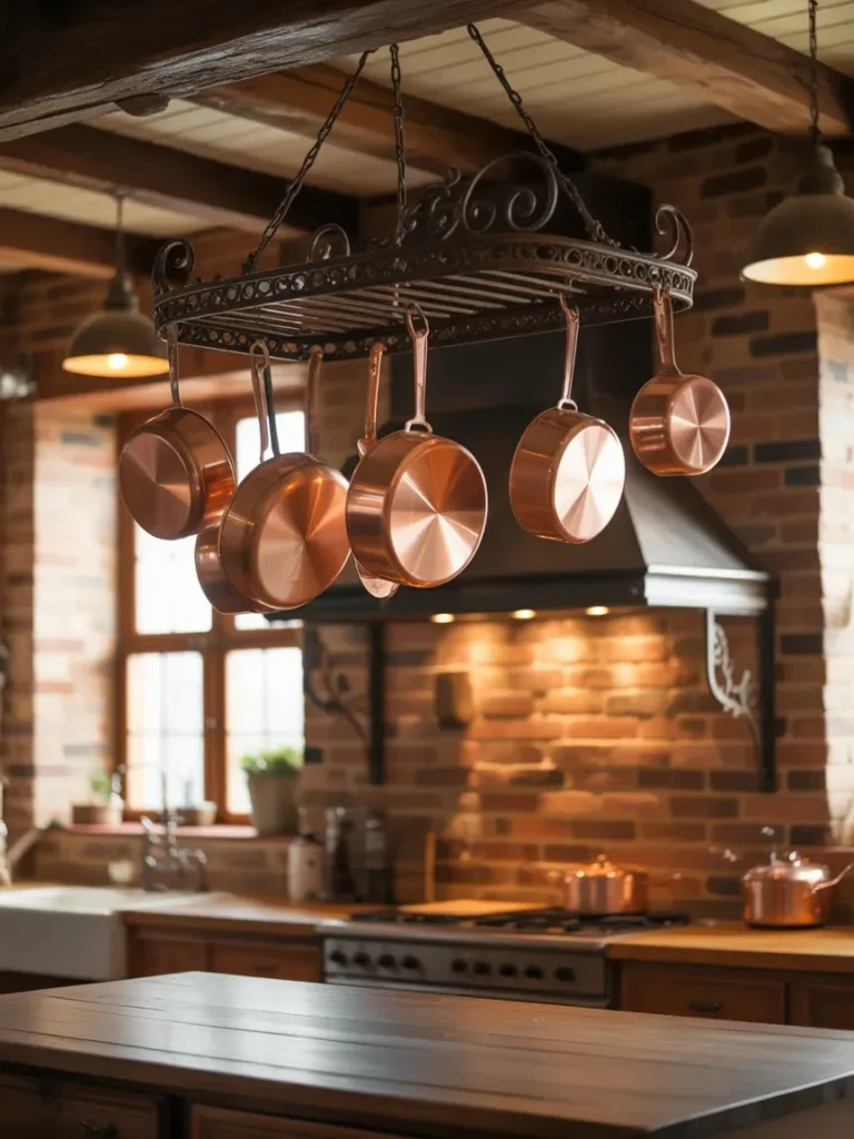  Antique Copper Cookware Display