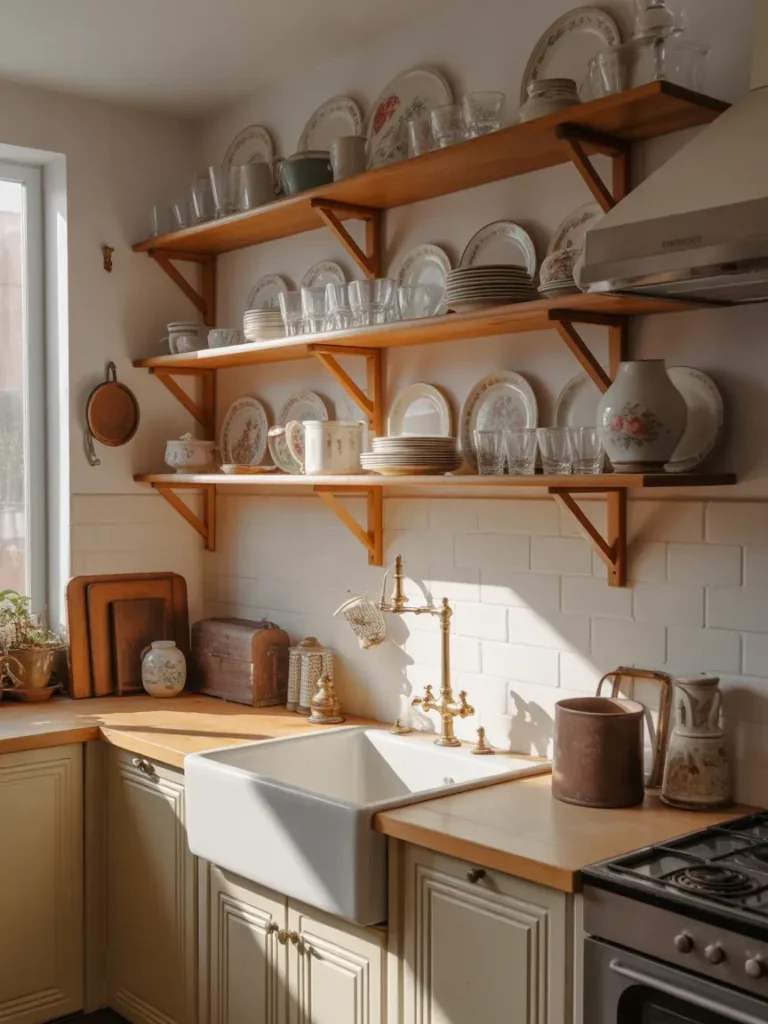 Open Shelving with Vintage Dishware
