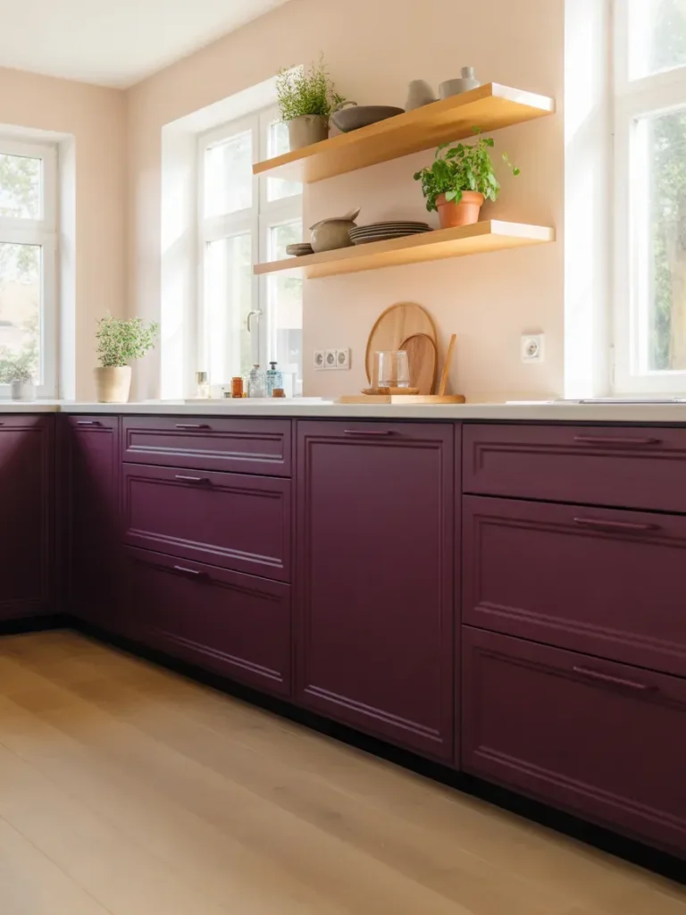 Aubergine and Light Oak Contrast