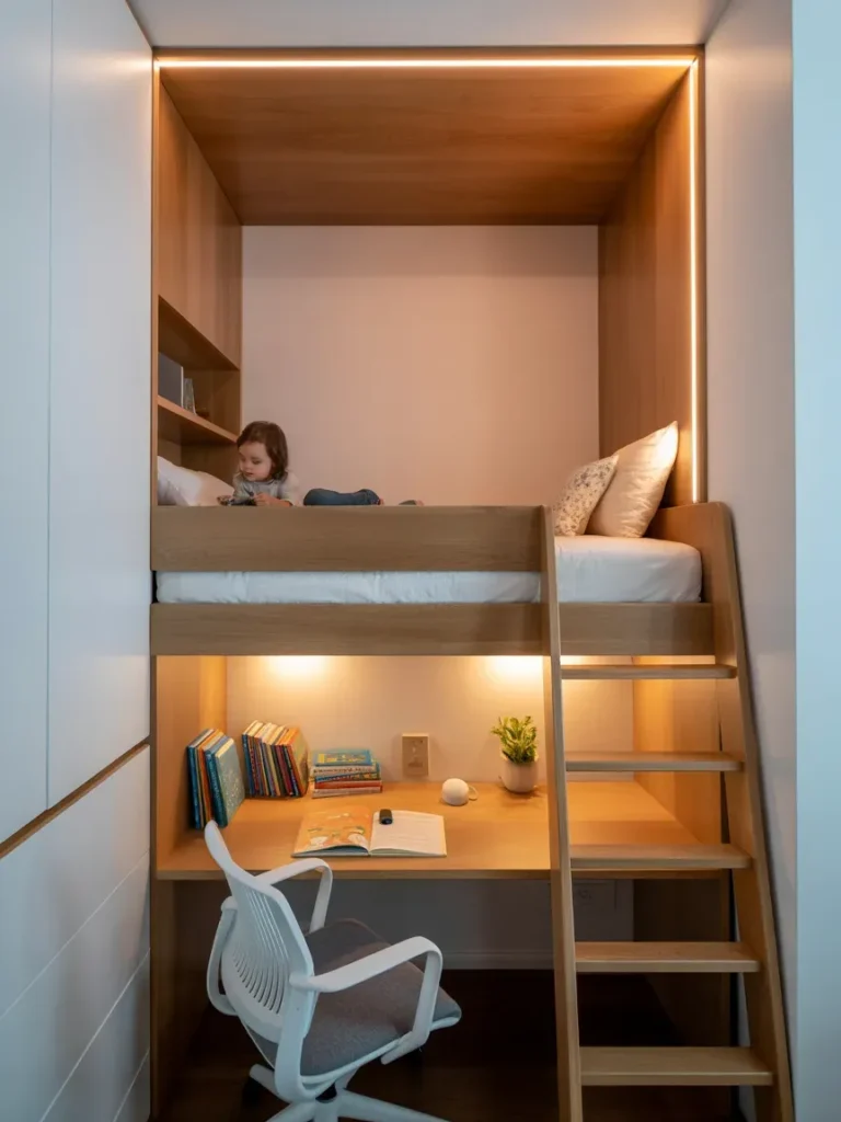 Loft Bed with Study Area Below