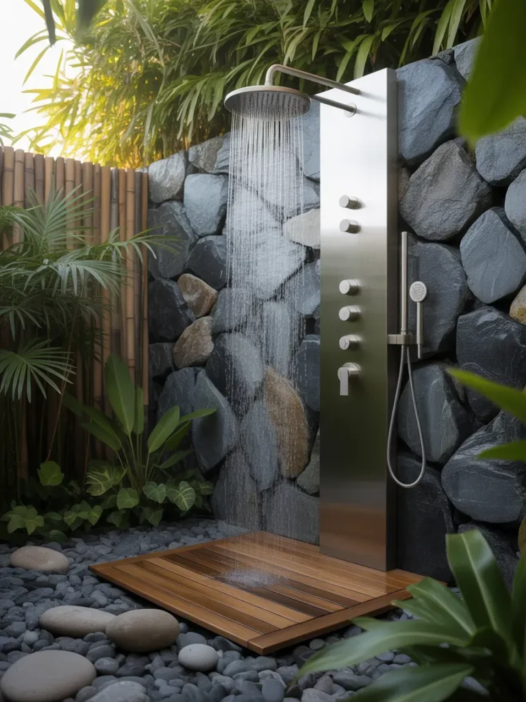 Stone Wall Shower Feature
